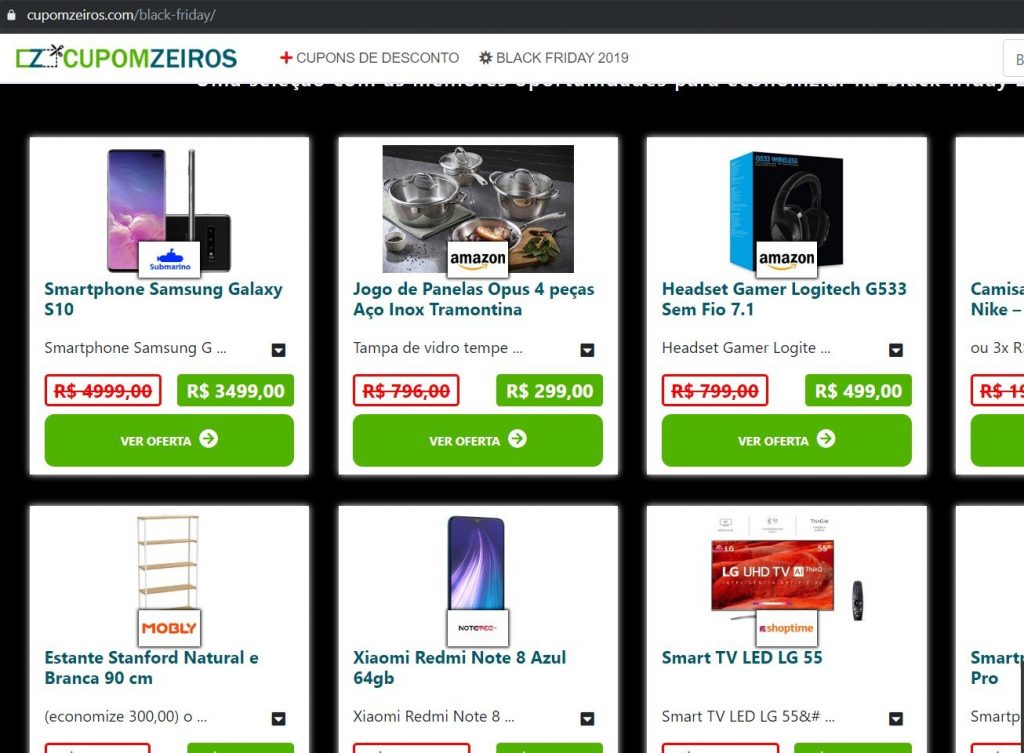 Site Cupomzeiros Black Friday 2019 Imagem ilustrativa da página black friday 2019 Cupomzeiros