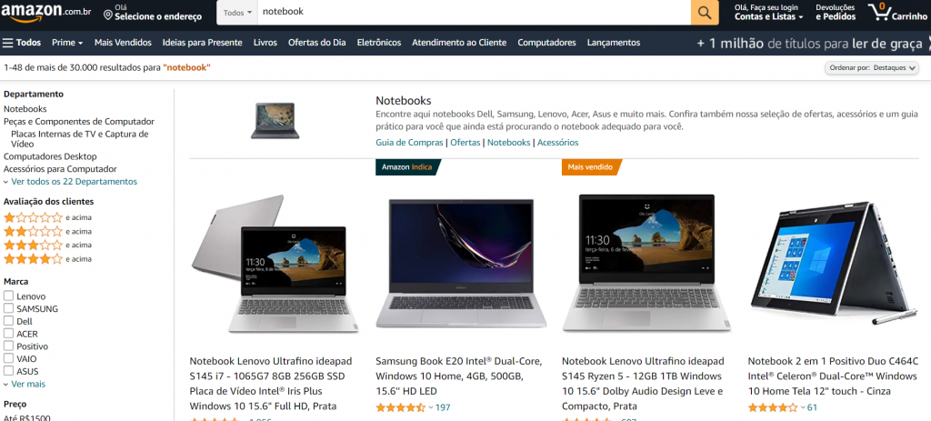 Melhores sites para comprar celular - Amazon.com.br Imagem site amazon um dos melhores sites para comprar celular