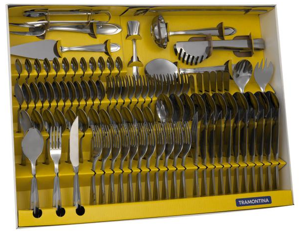 Modelo Faqueiro Tramontina Laguna Inox - 100 peças