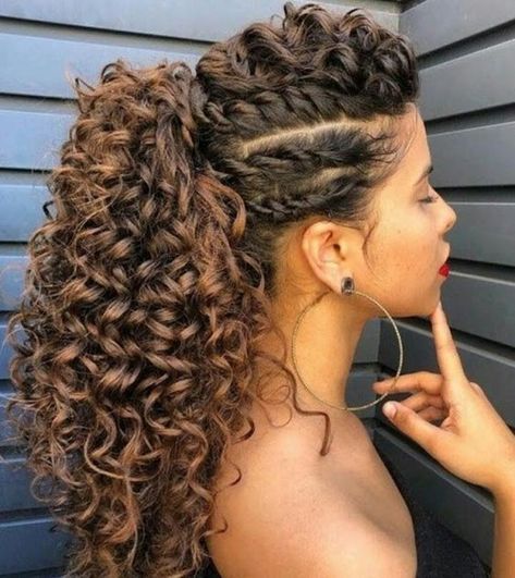 Imagem Com Cabelo Cacheado Com Trança Lateral