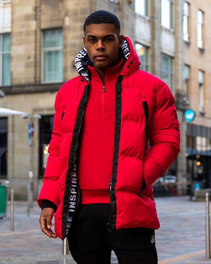 Imagem Com Puffer Jacket Masculina Vermelha