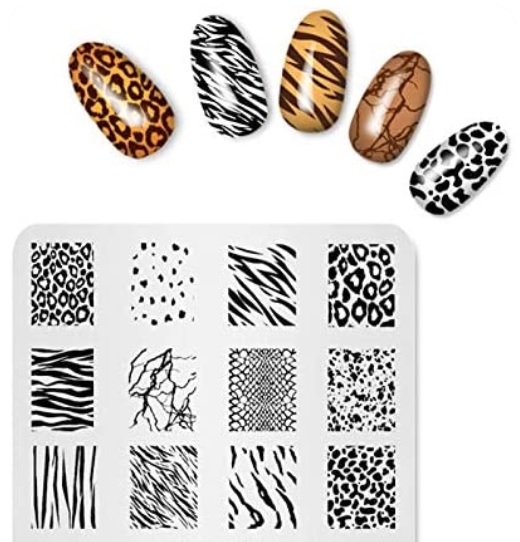 Imagem Com Placas De Carimbo Para Unhas Estilo Animal Print