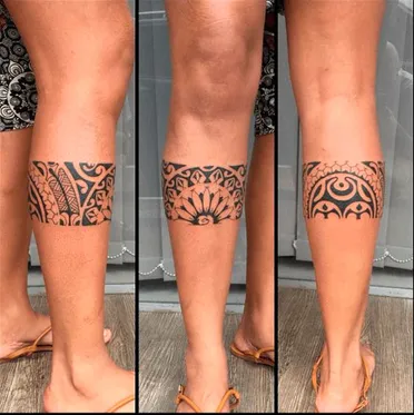 Imagem com tatuagem tribal feminina nas pernas
