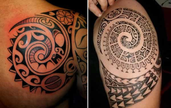 Imagem com tatuagem tribal feminina Círculos em espiral
