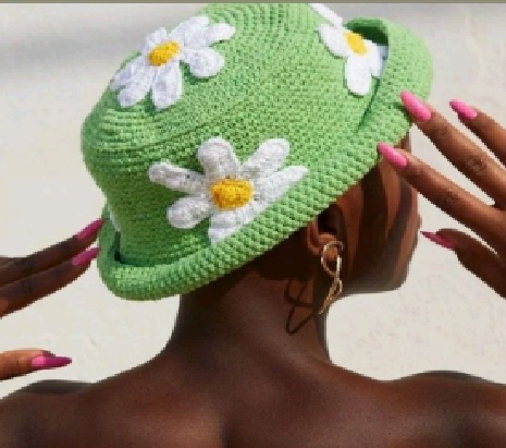Imagem Com Chapéu De Crochê Estilo Bucket Hat Como Aba Estruturada