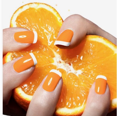 Imagem Com Unha Com Esmalte Laranja E Francesa