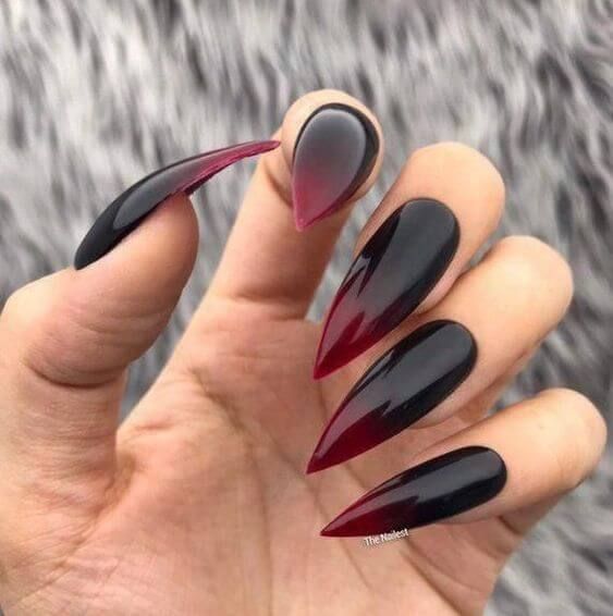 Imagem com Unhas Vermelho com Preto ombré