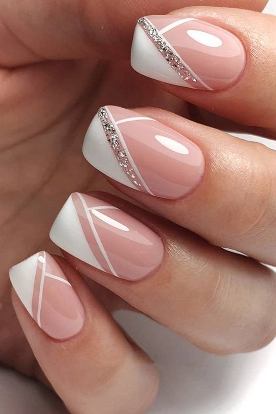 Unhas Espanholas Brancas Com Glitter Imagem Com Unhas Espanholas Brancas Com Glitter