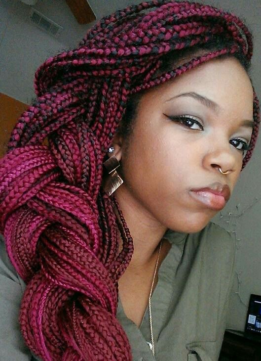 Imagem Com Box Braids Rosa Com Trança Lateral