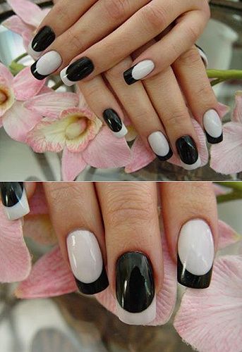 Imagem Com Unhas Decoradas Pretas Com Branco E Francesinha