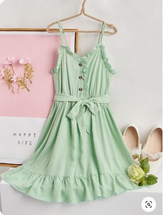 Imagem Com Vestido Verde Básico De Viscose