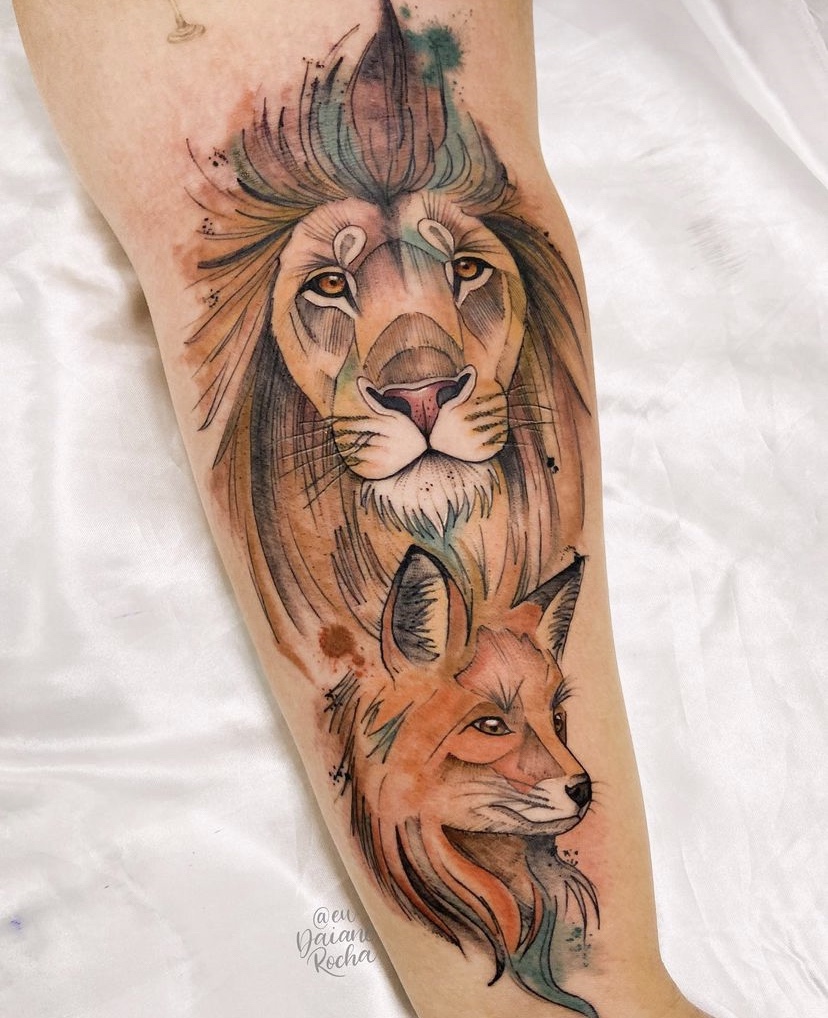 Imagem Com Tatuagem Esperto Como Uma Raposa E Forte Como Um Leão
