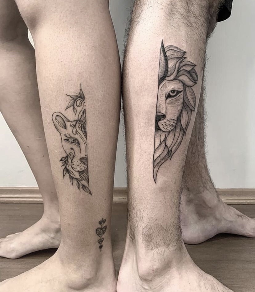 Imagem Com Tatuagem De Leão De Casal
