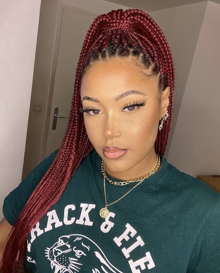 Imagem Com Box Braids Em Rabo De Cavalo Ruivo