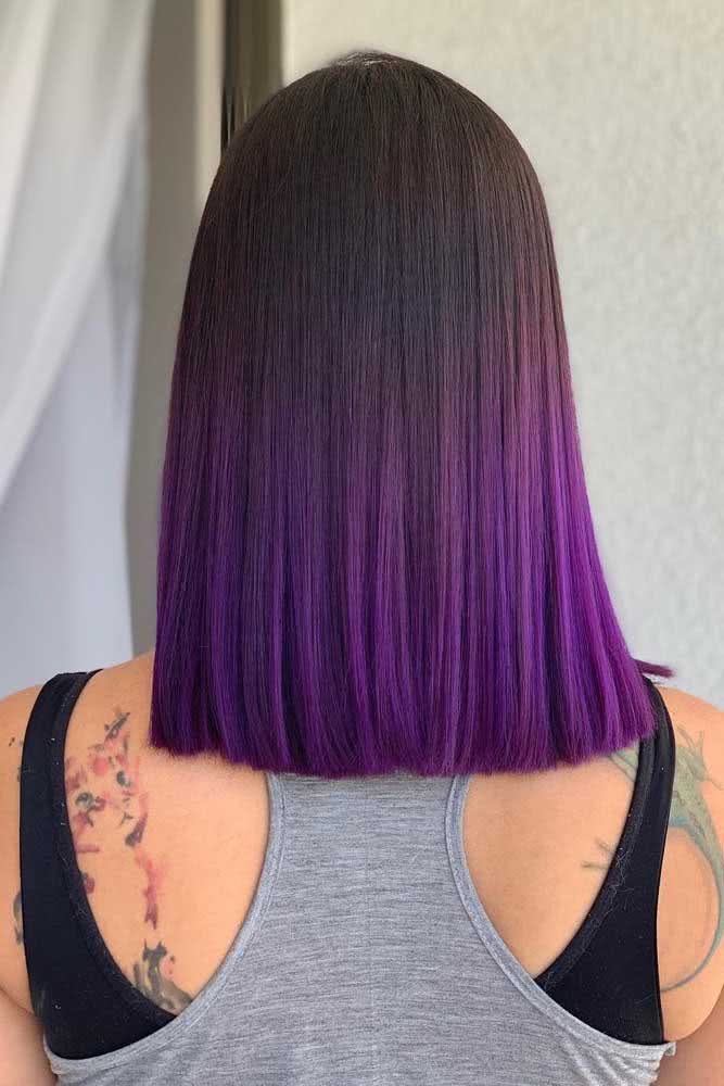 Imagem Com Corte De Cabelo No Ombro Em Ombré Roxo