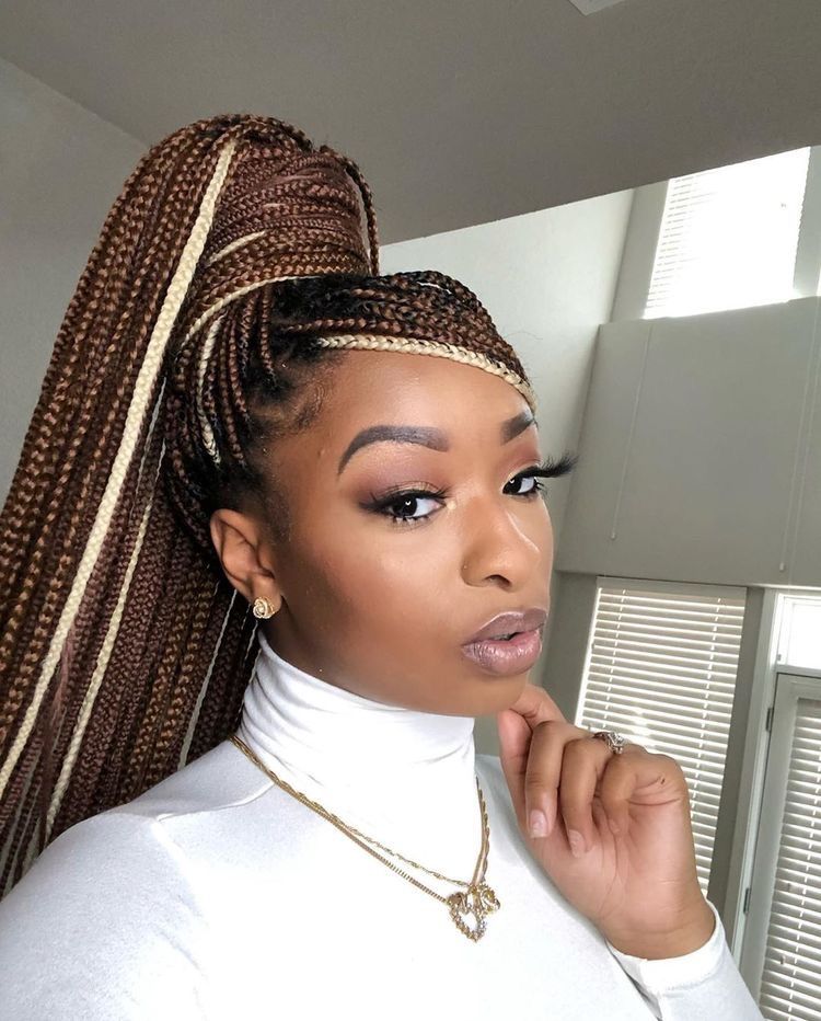 Imagem Com Box Braids Com Mecha E Rabo De Cavalo