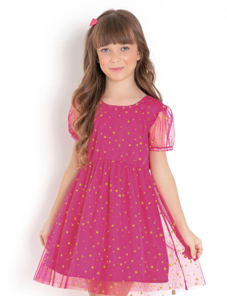 Imagem Vestido Infantil De Festa Kolormagic Tule Pink