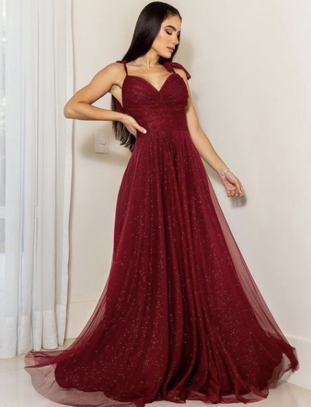 Imagem Vestido Madrinha De Casamento Com Brilho E Tule