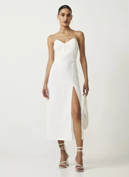 Imagem Vestido Branco News Midi Em Crepe