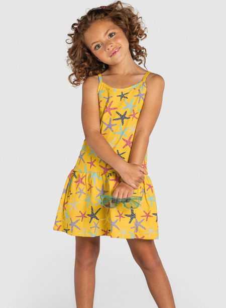 Imagem Vestido Infantil Rodado Em Malha Amarelo Brandili