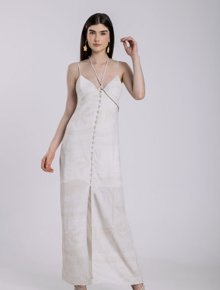 Imagem Vestido Branco Em Viscose Com Fenda