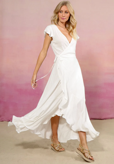 Imagem Vestido branco longos transpasse offwhite