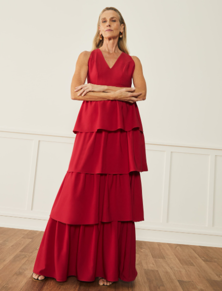 Imagem Vestido Madrinha De Casamento Vermelho Com Decote