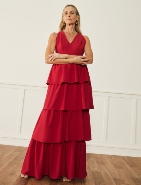 Imagem Vestido madrinha de casamento vermelho com decote