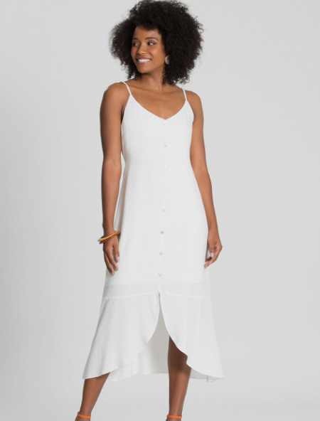 Vestidos Brancos: Modelo Midi Rayon Imagem Vestido Branco Midi Rayon