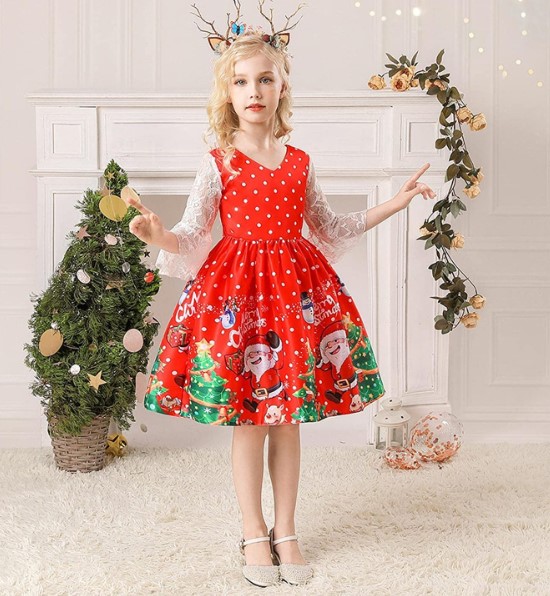 Imagem Vestido Para Natal Infantil Estampado