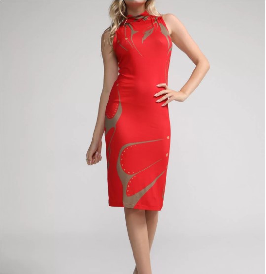 Imagem Vestido Vermelho Midi Forum Estampado