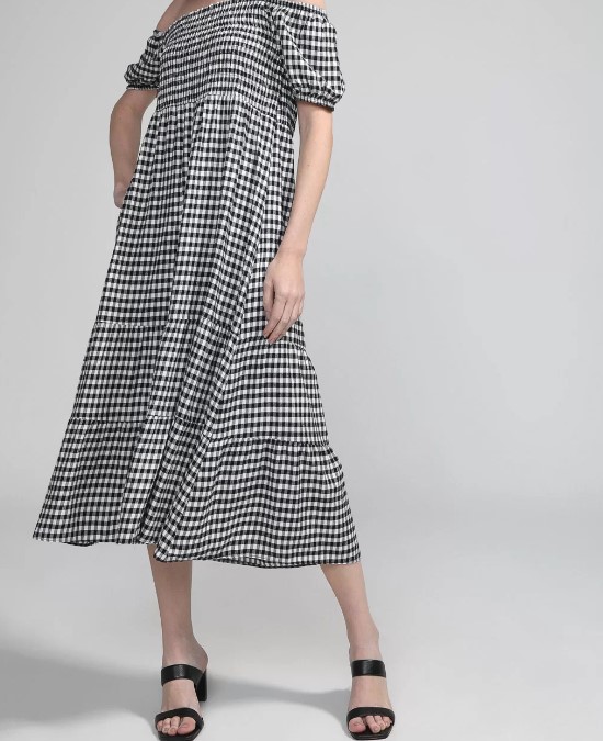 Imagem Vestido Ombro A Ombro Xadrez