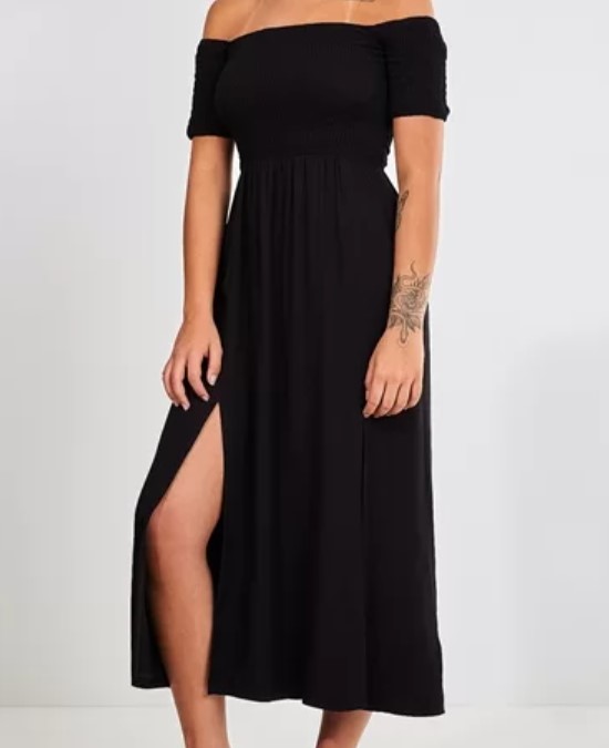 Imagem Vestido Ombro A Ombro Midi Preto