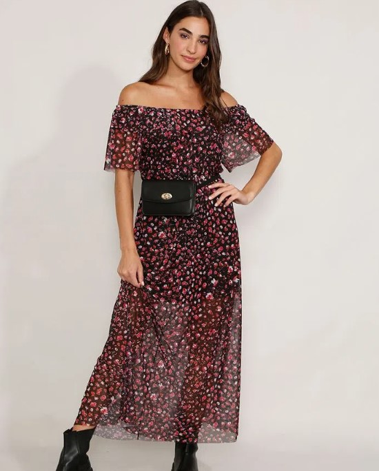 Imagem Vestido Ombro A Ombro Tule Floral