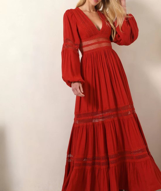 Imagem Vestido para natal vermelho de renda