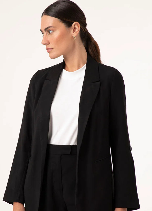 Imagem Blazer Feminino Longo De Viscose Preta