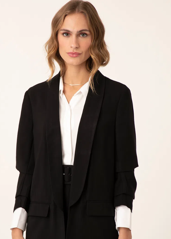 Imagem Blazer feminino Manga Franzida Preto