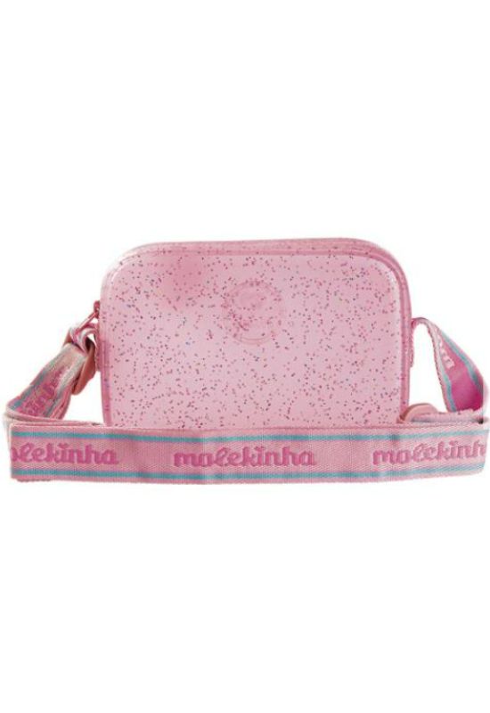 Imagem Bolsa Rosa Claro Molekinha Em Pvc Com Glitter