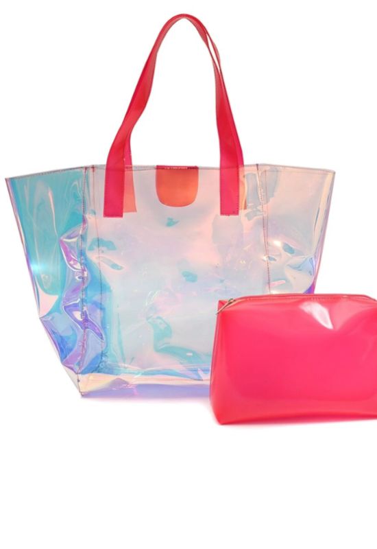 Imagem Bolsa de Praia Transparente Feminina Grande Furta Cor Impermeável 