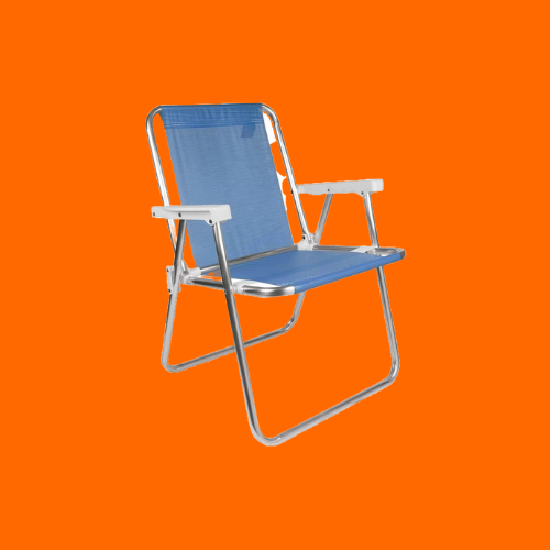 Cadeira De Praia Alta Alumínio Azul - Mor