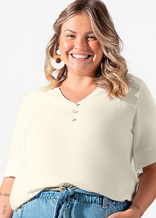 Imagem Camisa Feminina Plus Size Bege