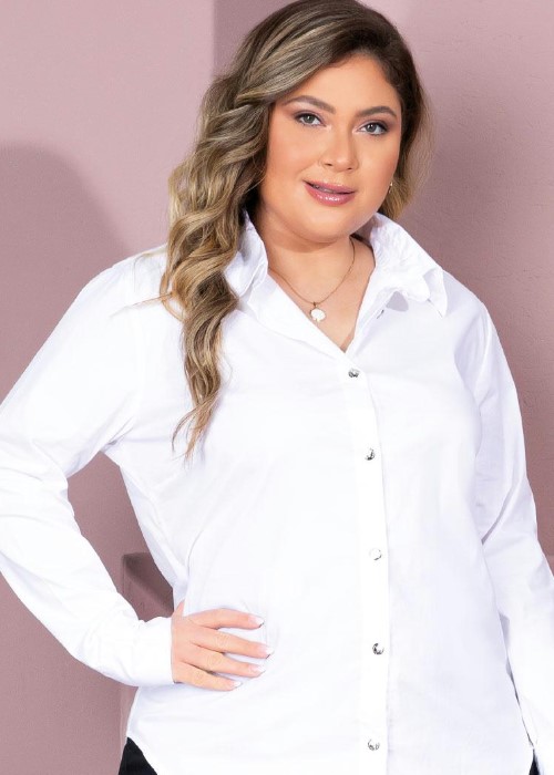 Imagem Camisa Feminina Plus Size Branca