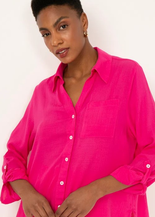 Imagem Camisas Femininas Modelo Social Com Bolsos Pink
