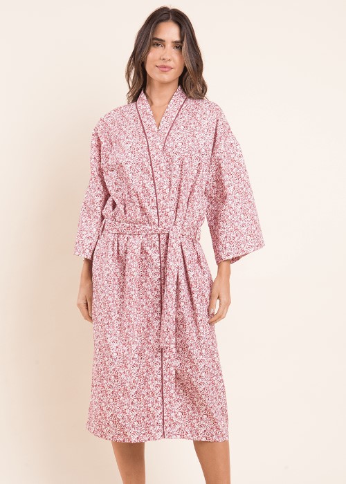 Imagem Kimono feminino japonês estampado vermelho