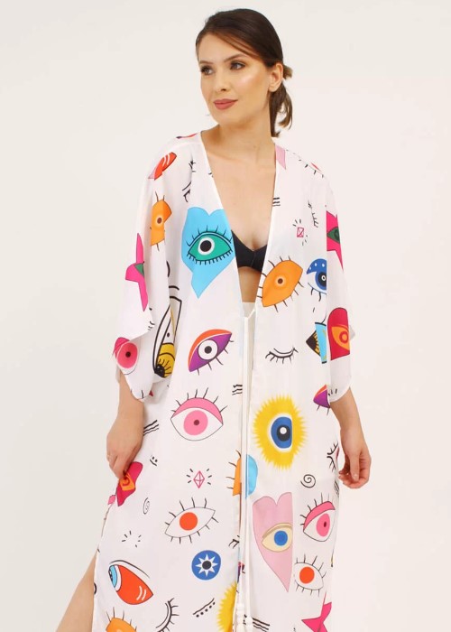 Imagem Kimono feminino longo estampado