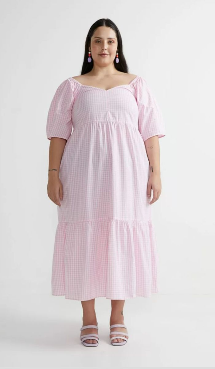 Imagem Vestido Xadrez Midi em Tricoline Plus Size