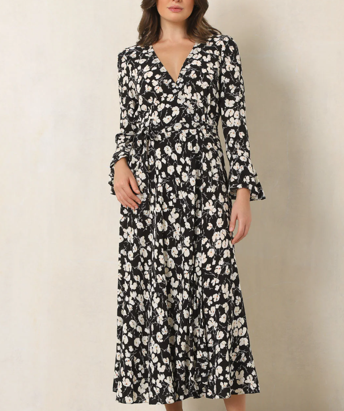 Imagem Vestido Anos 80 Polo Ralph Laren Midi Printed Vintage Preto