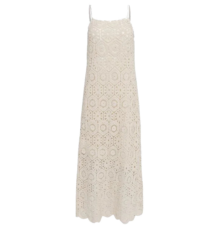 Imagem Vestido De Crochê Midi Com Alças Finas Off White