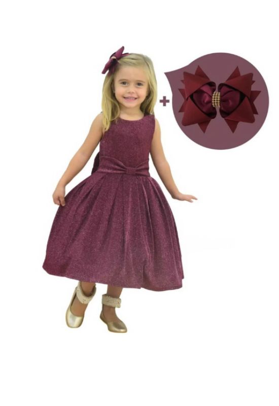 Imagem Vestido marsala midi lurex com brilho infantil