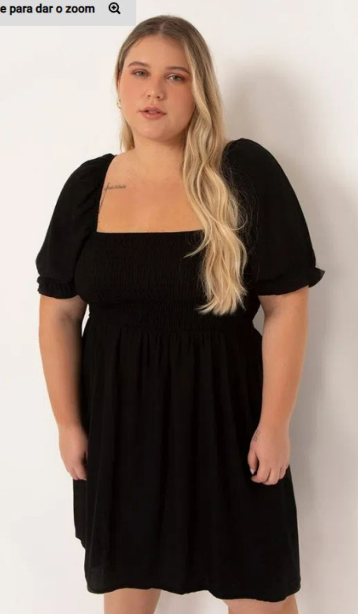 Imagem Vestido Para Gestante Curto Plus Size De Viscose Com Mangas Bufantes